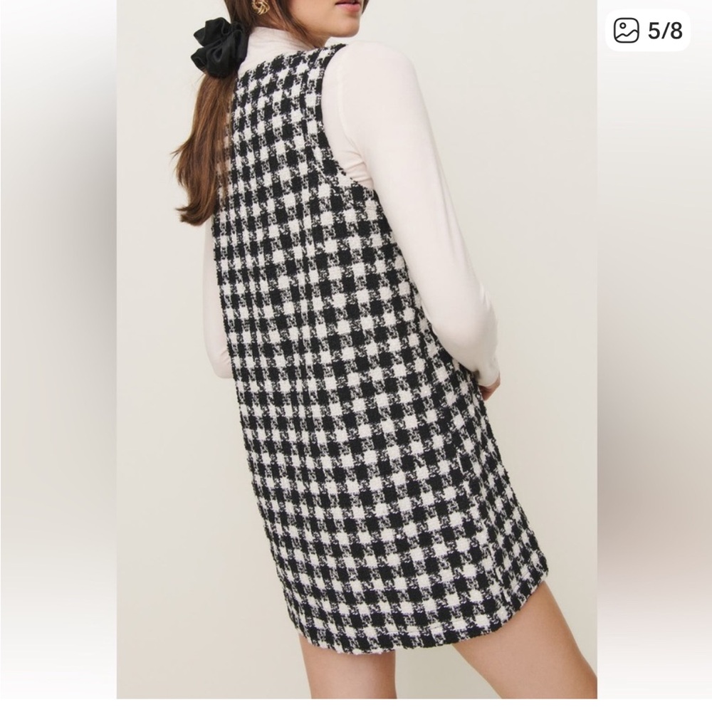 New Chic and Classic Reformation Tropez Tweed Shift Dress Black Checkered - Picture 2 of 11